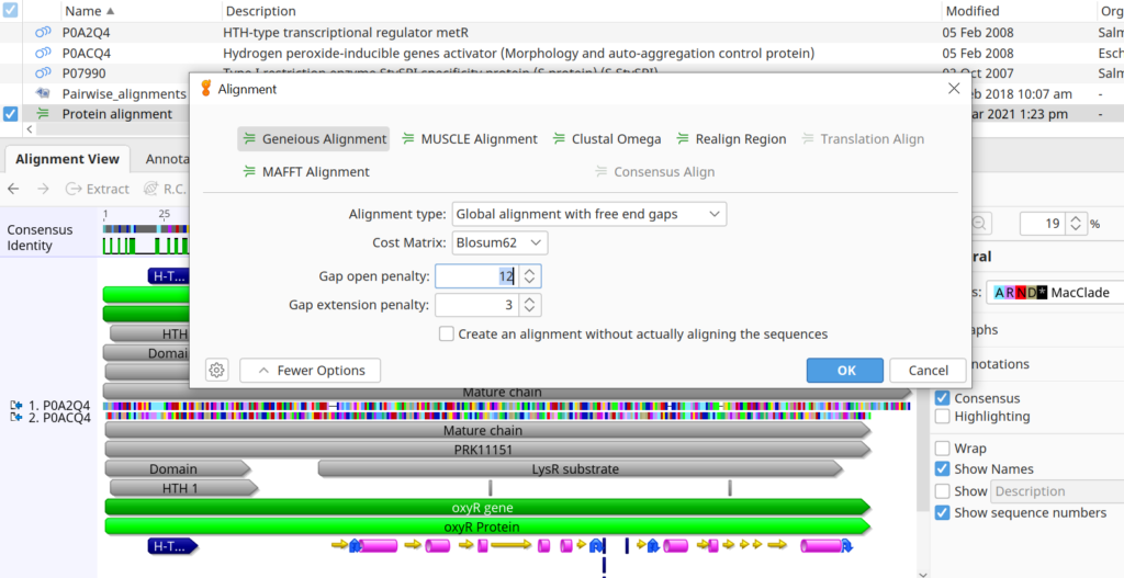 Access multiple DNA alignments